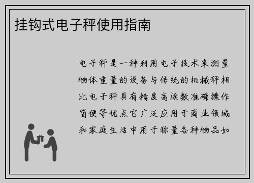 挂钩式电子秤使用指南
